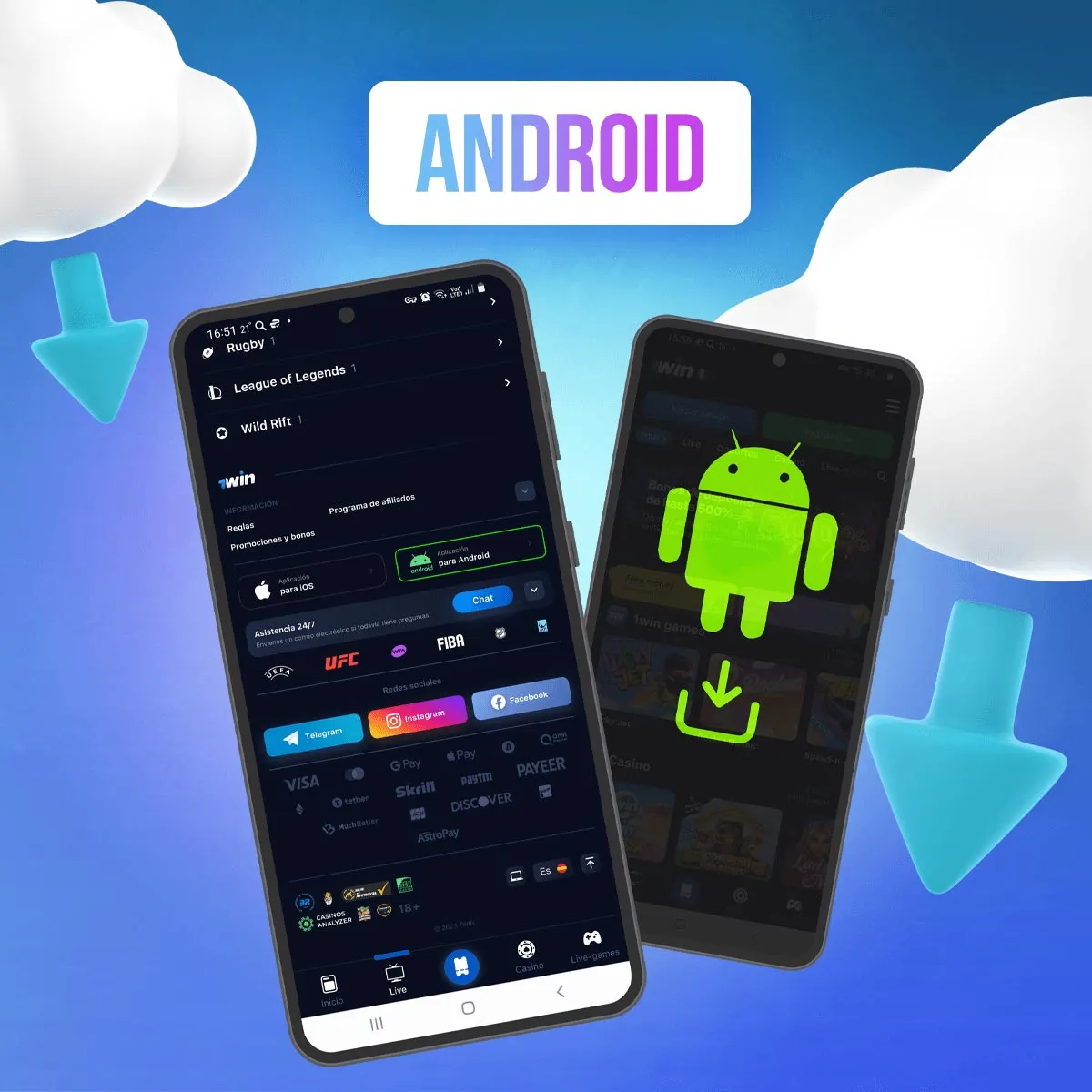 Instrucciones paso a paso para instalar la app móvil de 1win en android