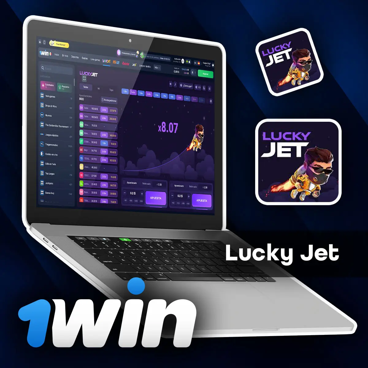 Cómo jugar a Lucky Jet en la aplicación móvil 1win