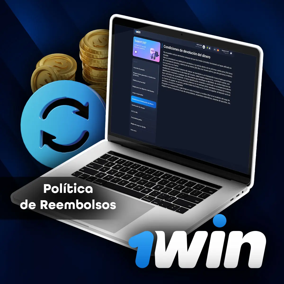 Política de reembolso de la casa de apuestas 1win