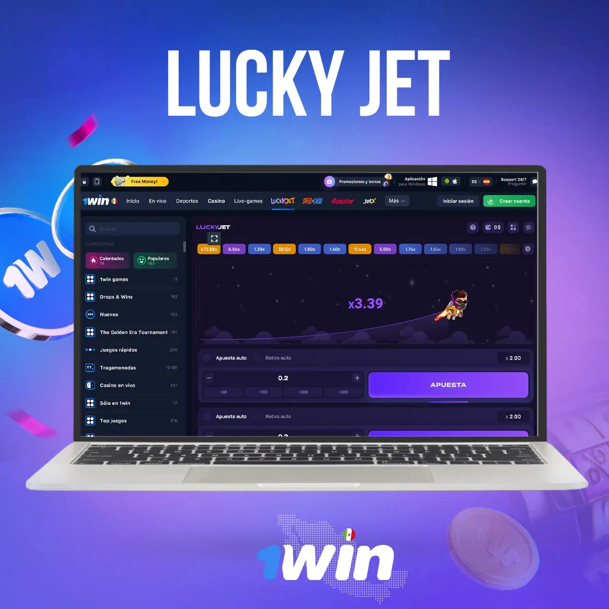 Cómo jugar a Lucky Jet en app 1win