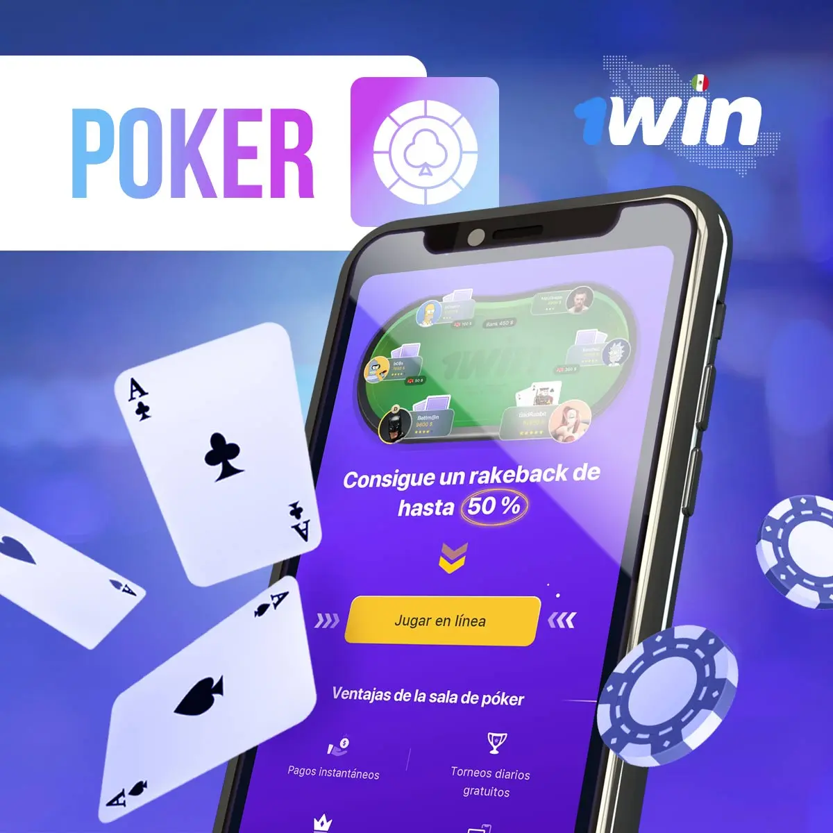 Póquer en la aplicación móvil de 1win