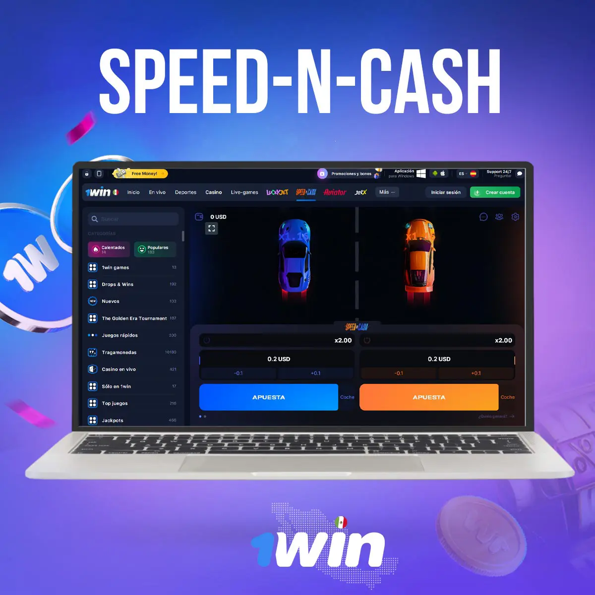 Cómo jugar a Speed-n-Cash en la aplicación móvil 1win