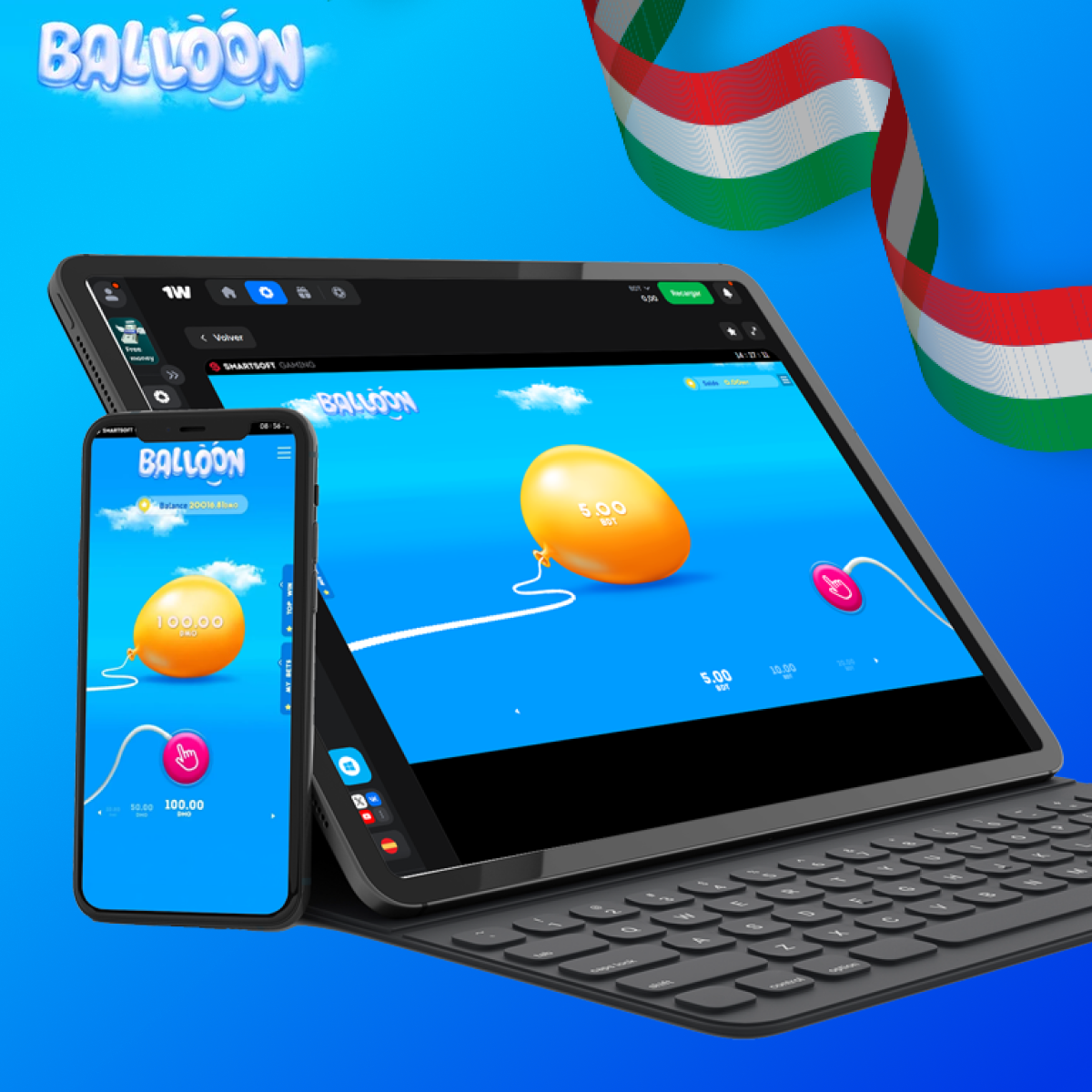 Interfaz clara y funcional del juego Balloon para jugar fácilmente en móvil y escritorio
